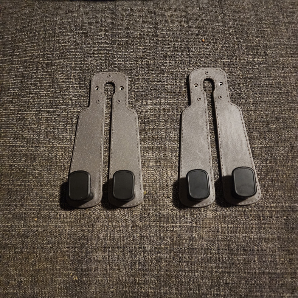 Gray Leather Belt Clip to Hold Purse On Back Of Seat